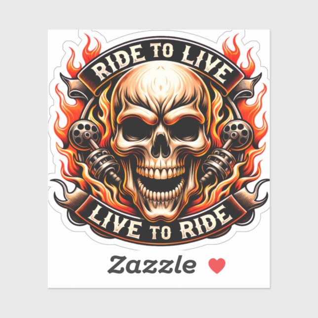​Biker Skull Ride to Live Live to Ride Fiery Graph (Sheet)