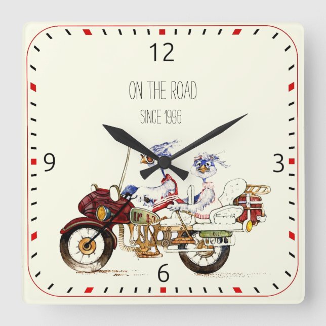 Biker Square Wall Clock (Front)