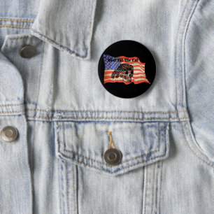 Biker till the end skull USA Flag art 6 Cm Round Badge