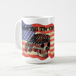 Biker till the end skull USA Flag patriotic art Coffee Mug
