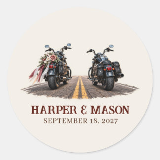 Biker Wedding Open Road Motorcycle Classic Round Sticker