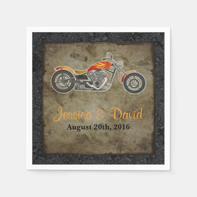 Biker Wedding Paper Napkins (Front)