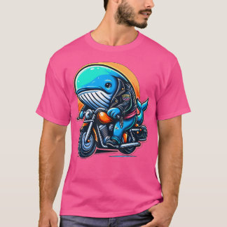 Biker Whale Riding Motorbike T-Shirt