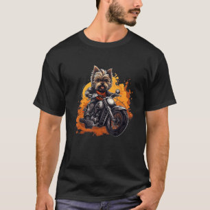 Biker Yorkie Dog Riding Motorcycle T-Shirt