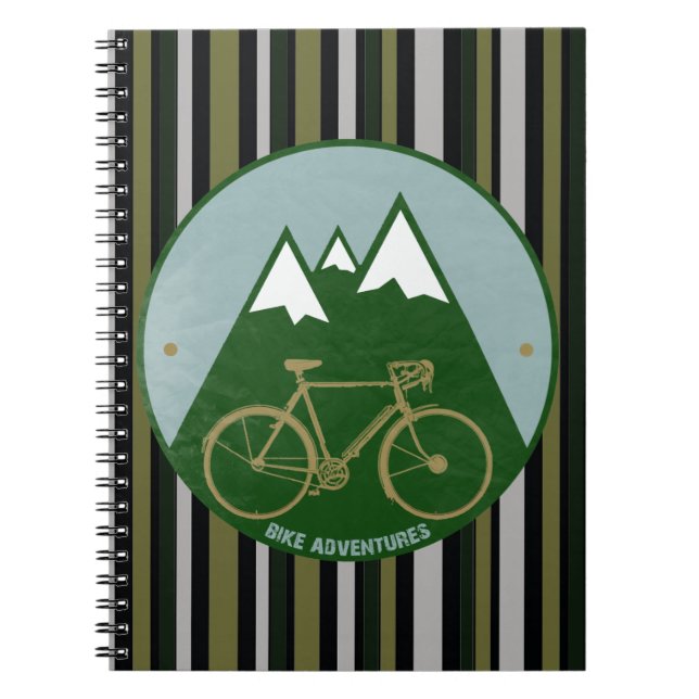 bikers adventure, mountains spiral notebook (Front)