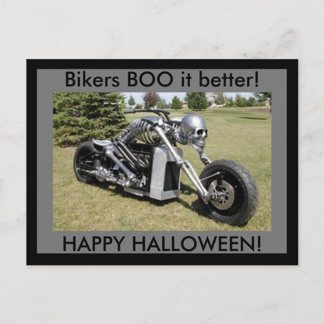 Bikers BOO it better Happy Halloween postcard (Front)
