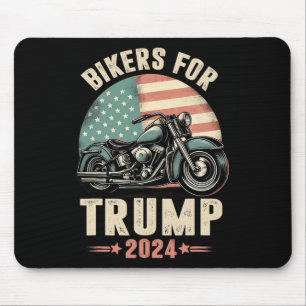 Bikers For Trump 2024 Motorcycle Us American Flag  Mouse Pad