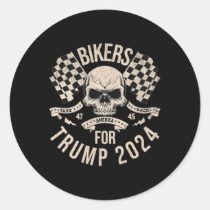 Bikers For Trump Take America Back Election 2024 Classic Round Sticker