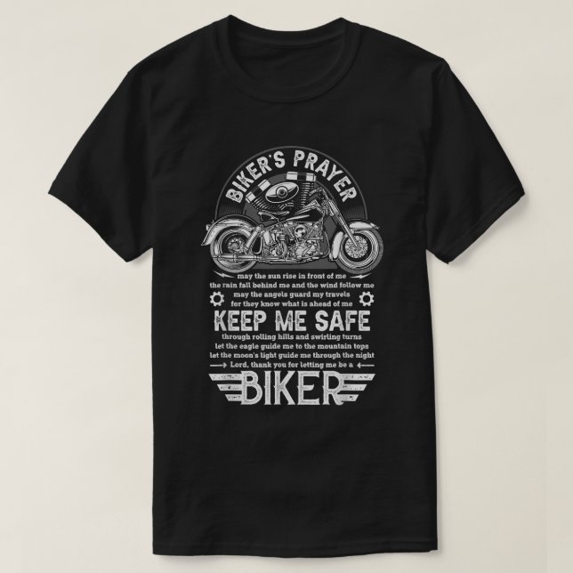 Biker's Prayer Vintage Shirt Funny Biker Motorcycl (Design Front)