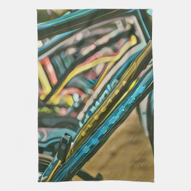 Bikes artwork tea towel (Vertical)
