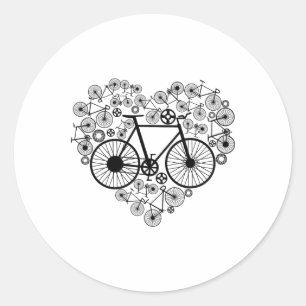 Bikes Heart Cute Mtb Road Race Riding Lover Funny Classic Round Sticker