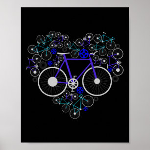 Bikes Heart Cute Mtb Road Race Riding Lover Funny Poster