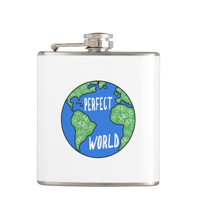 Bikes Make A Perfect World Hip Flask (Front)