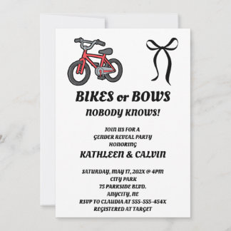 Bikes or Bows Gender Reveal Invitation