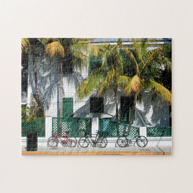 Bikes parked in front of Apartment Key West Fl Jigsaw Puzzle (Horizontal)