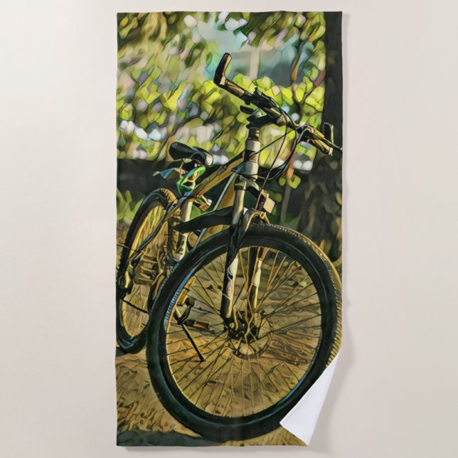 Biking Artwork Beach Towel (Front)