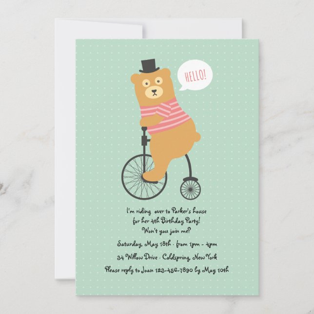 Biking Bear Invitation (Front)