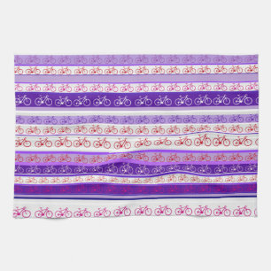 biking - bike stripes pattern tea towel