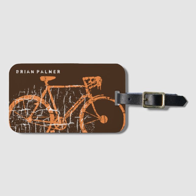 biking / cycling, bicycle personalised luggage tag (Front Horizontal)