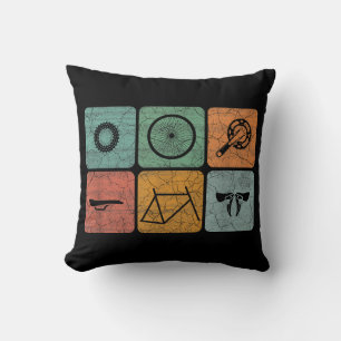 Biking Cycling Vintage Bicycle Parts Cyclist Gifts Cushion