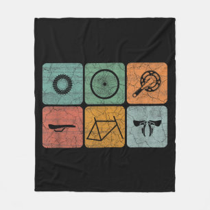 Biking Cycling Vintage Bicycle Parts Cyclist Gifts Fleece Blanket