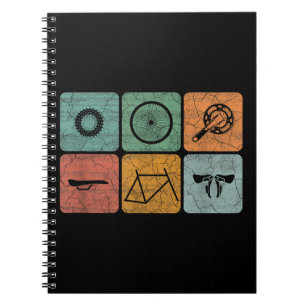 Biking Cycling Vintage Bicycle Parts Cyclist Gifts Notebook