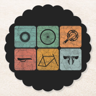 Biking Cycling Vintage Bicycle Parts Cyclist Gifts Paper Coaster