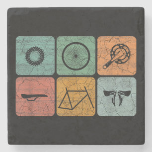 Biking Cycling Vintage Bicycle Parts Cyclist Gifts Stone Coaster