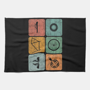 Biking Cycling Vintage Bicycle Parts Cyclist Gifts Tea Towel