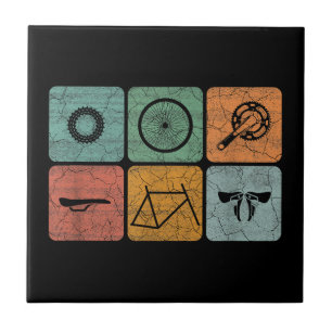 Biking Cycling Vintage Bicycle Parts Cyclist Gifts Tile