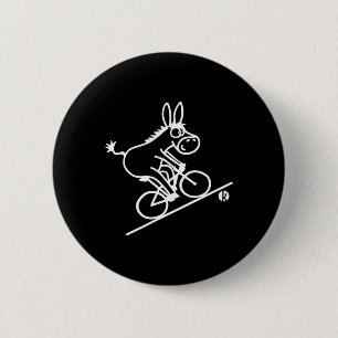 Biking Donkey Mountain Bike Bicycle Tee 6 Cm Round Badge