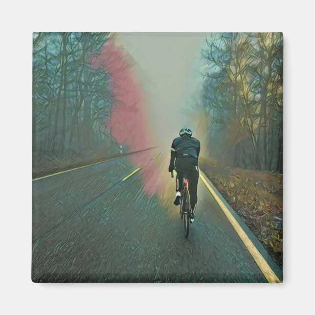 Biking Lover Gift | Cycling Painting Magnet (Front)