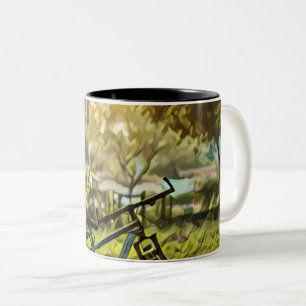 Biking Lover Gift Cycling Painting Two-Tone Coffee Mug