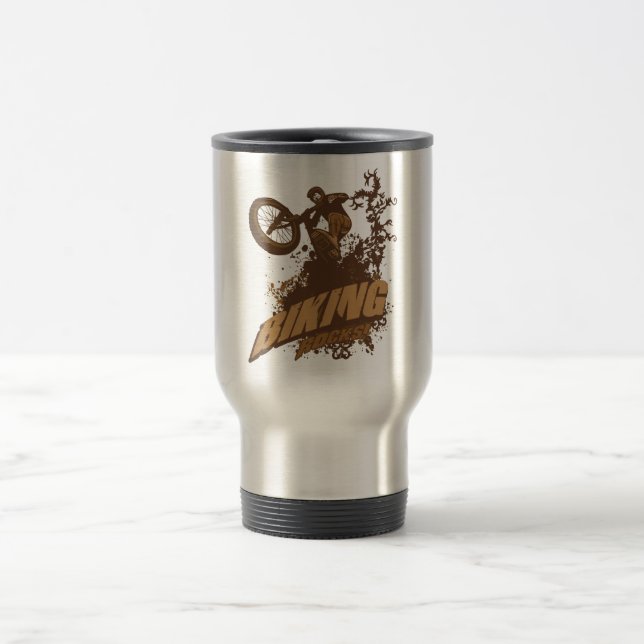 Biking Rocks! Travel Mug (Center)