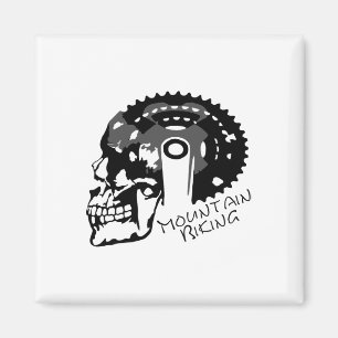 Biking Skull T Shirt Gears Bike Mountain Bike  Magnet