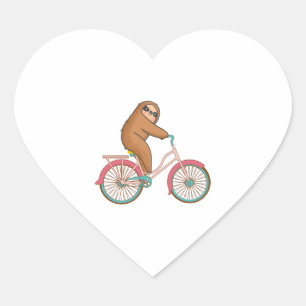 Biking Sloth - A Cute Sloth Riding On A Bicycle Heart Sticker