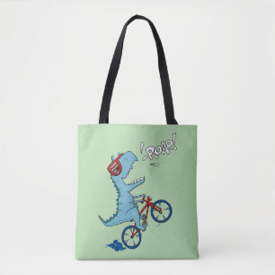 Biking T-Rex Roar Tote Bag