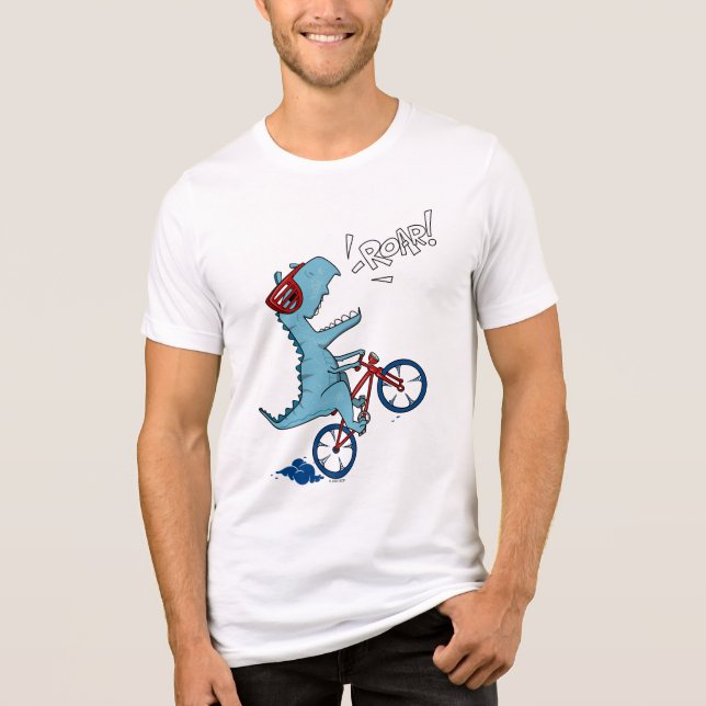 Biking T-Rex Roar Tri-Blend Shirt (Front)