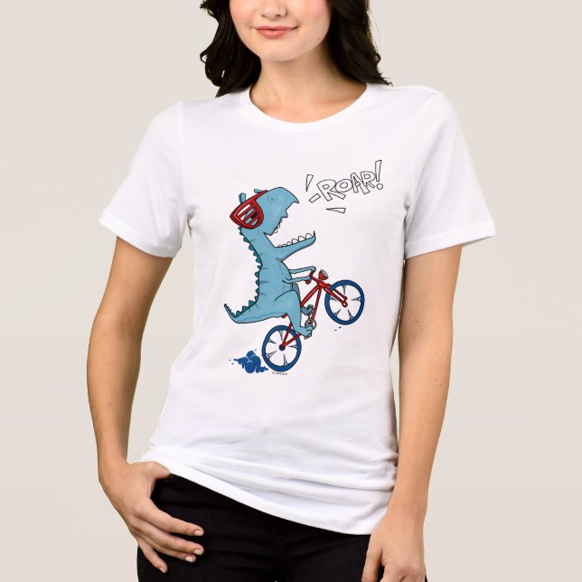 Biking T-Rex Roar Tri-Blend Shirt (Front)