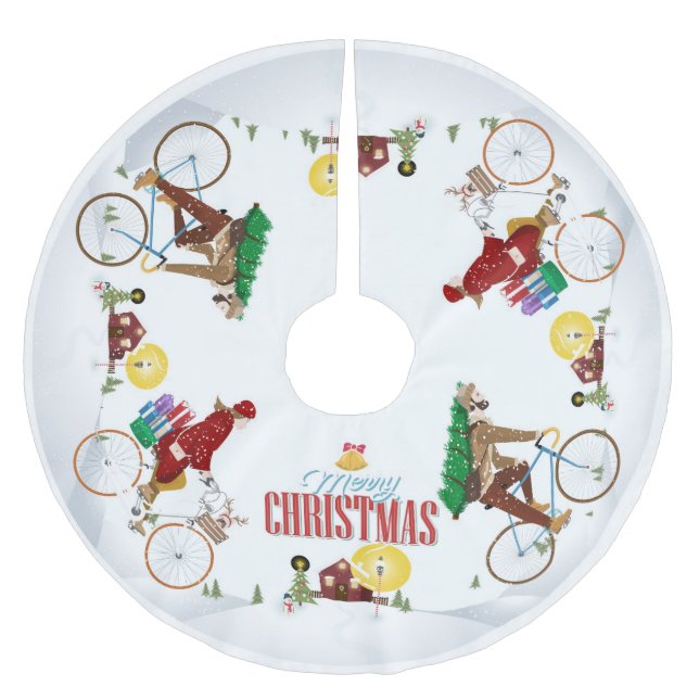 Biking to Grandma's House- Christmas Tree Skirt (Front)