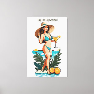 Bikini Babe Big Hat- Big Cocktail Thunder_Cove  Canvas Print