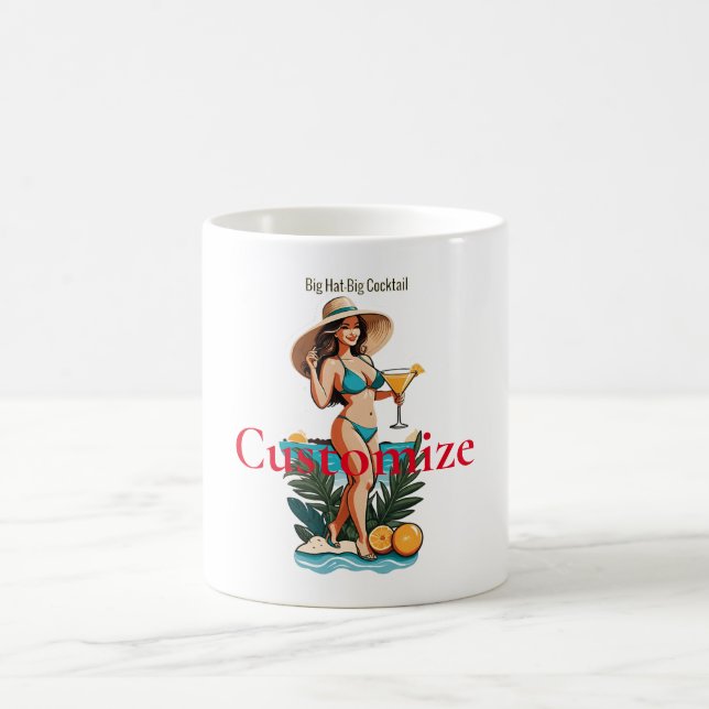 Bikini Babe Big Hat- Big Cocktail Thunder_Cove  Coffee Mug (Center)