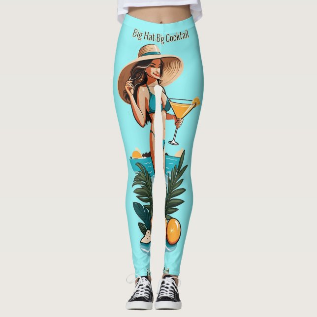 Bikini Babe Big Hat- Big Cocktail Thunder_Cove Leggings (Front)