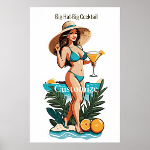 Bikini Babe Big Hat- Big Cocktail Thunder_Cove Poster