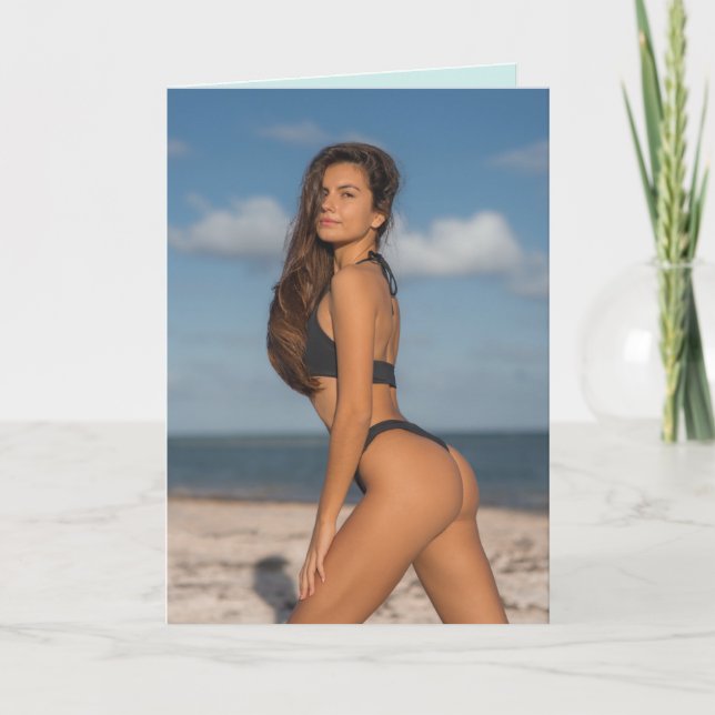 BIKINI BEACH GIRL FUNNY BIRTHDAY Greeting Card (Front)