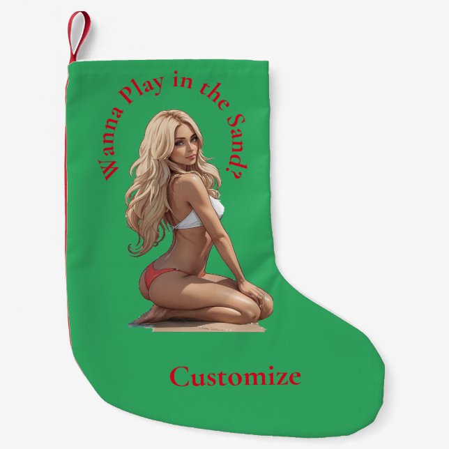 Bikini Beach Girl Thunder_Cove  Small Christmas Stocking (Front)
