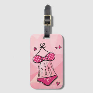 Bikini Beach Ready Girly Pink Luggage Tag