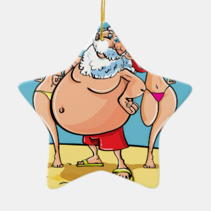 bikini beach santa claus ceramic tree decoration
