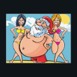 bikini beach santa claus holiday postcard<br><div class="desc">beach santa, christmas, funny christmas, sand, santa, santa claus, tropical, vacation, xmas, california santa, florida santa, hawaii santa, christmas july , bikini babes swimsuit- "hawaii santa""bikini santa""california santa""la santa""tropical santa""funny santa""christmas july" santa "santa claus" christmas xmas</div>