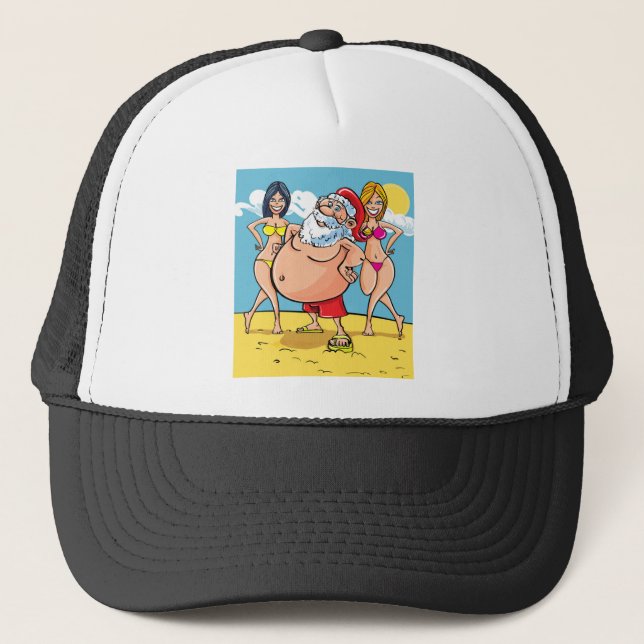 bikini beach santa claus trucker hat (Front)